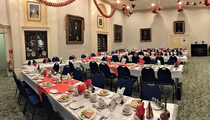 Tables set for event at Southampton Masonic Hall