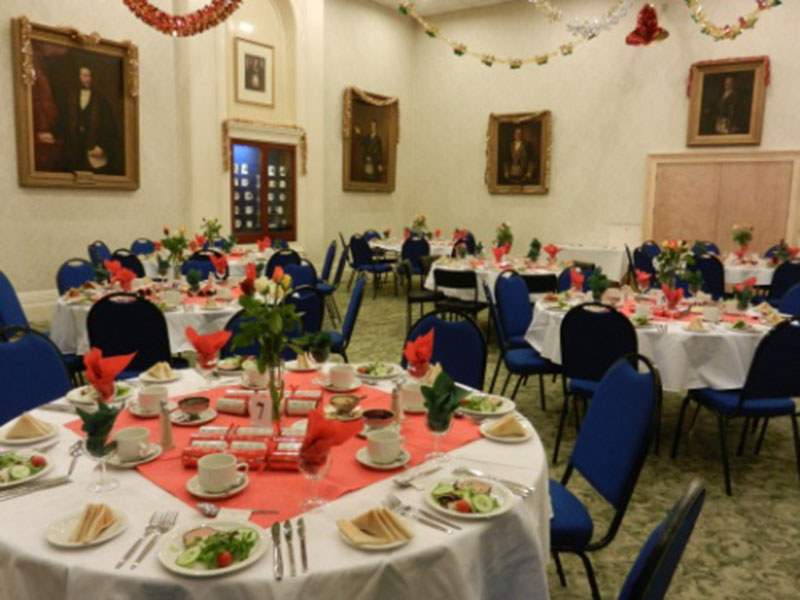 Round dining tables at Southampton Masonic Hall